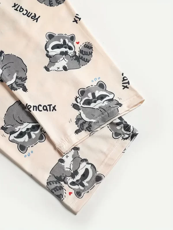 Cute Raccoon Print Pajama Set